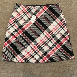 NWT express black red white checkered stretch skirt